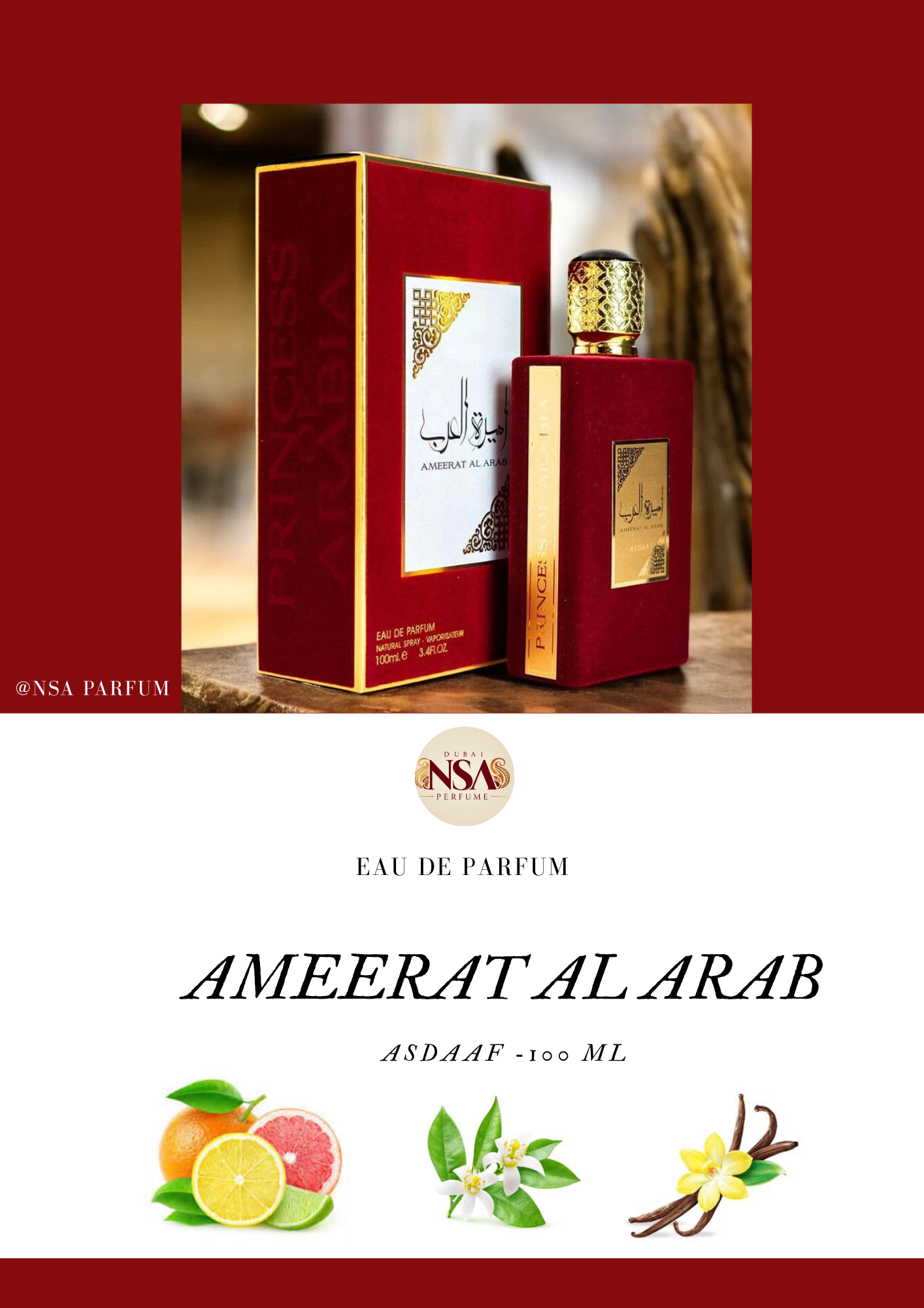 Eau de Parfum AMEERAT AL ARAB Asdaaf - 100 ML
